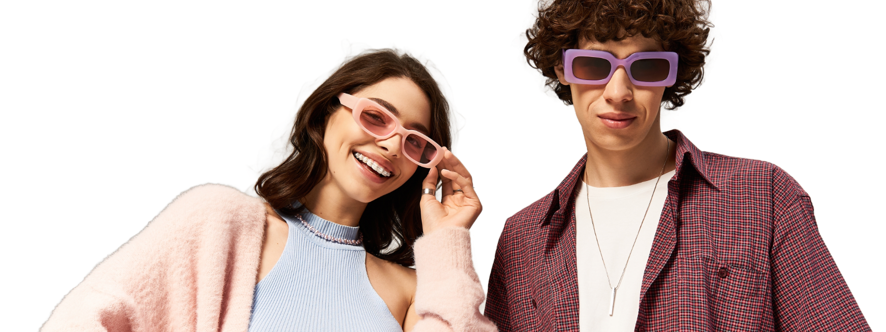 Donna e uomo con occhiali da sole